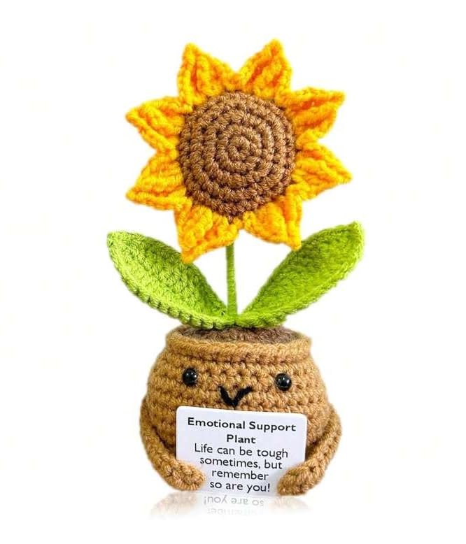 Handmade Crochet Artificial Flowers Potted Emotional Support Plant, Gratitude Crochet Flower Decor, Gift For Friends, Mother'S Day, Teacher'S Day, Anniversary, Thank You Present (Sunflower) - Image 2