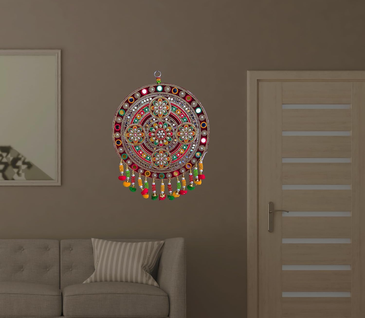 Velvet Floral Wall Hanging Decor – Multicolour (1 Piece) - Image 2