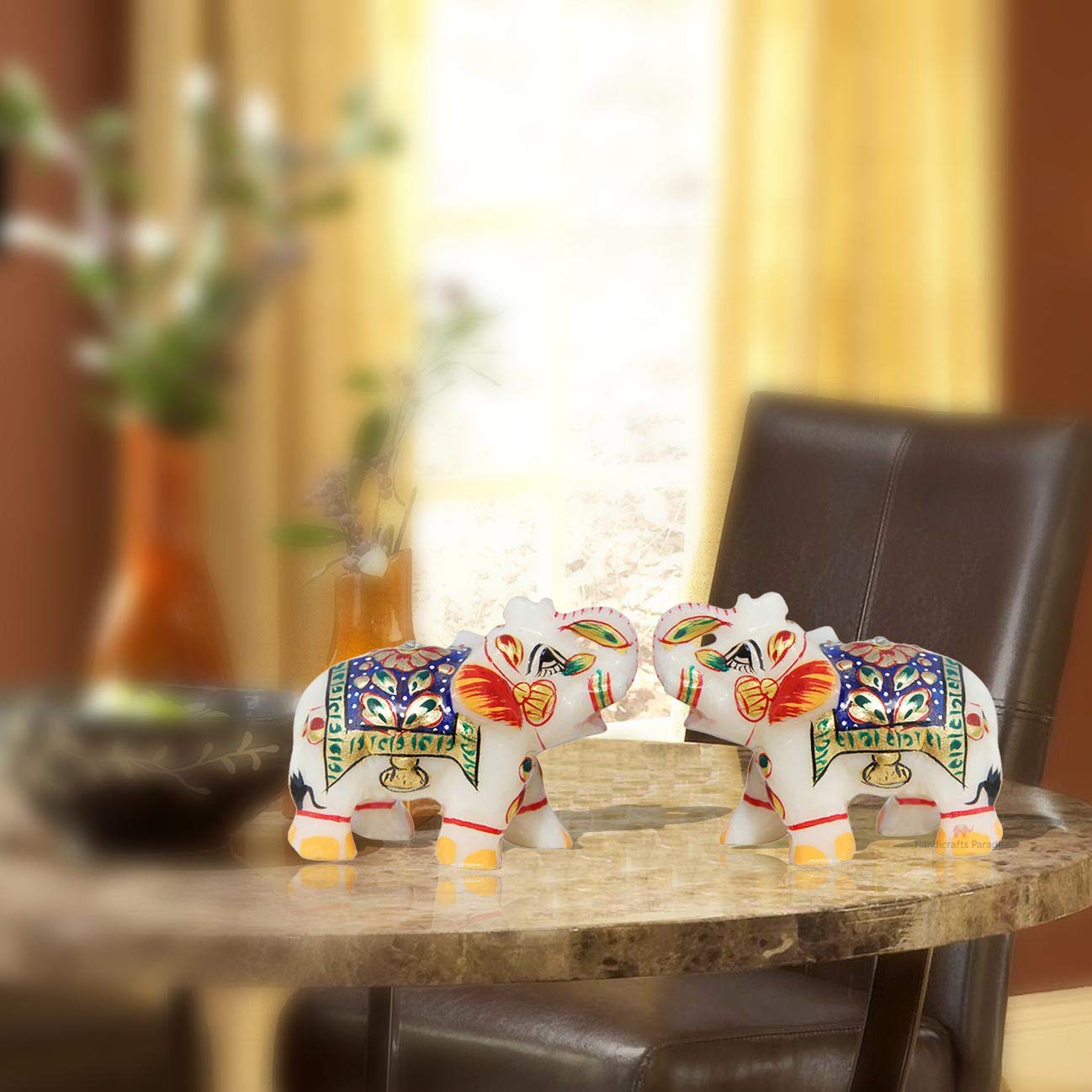 Pair of Marble Elephant (2.5x2 inch) Showpiece for Home and Office Decor Positive Vaastu Energy and Return Gift - Image 4