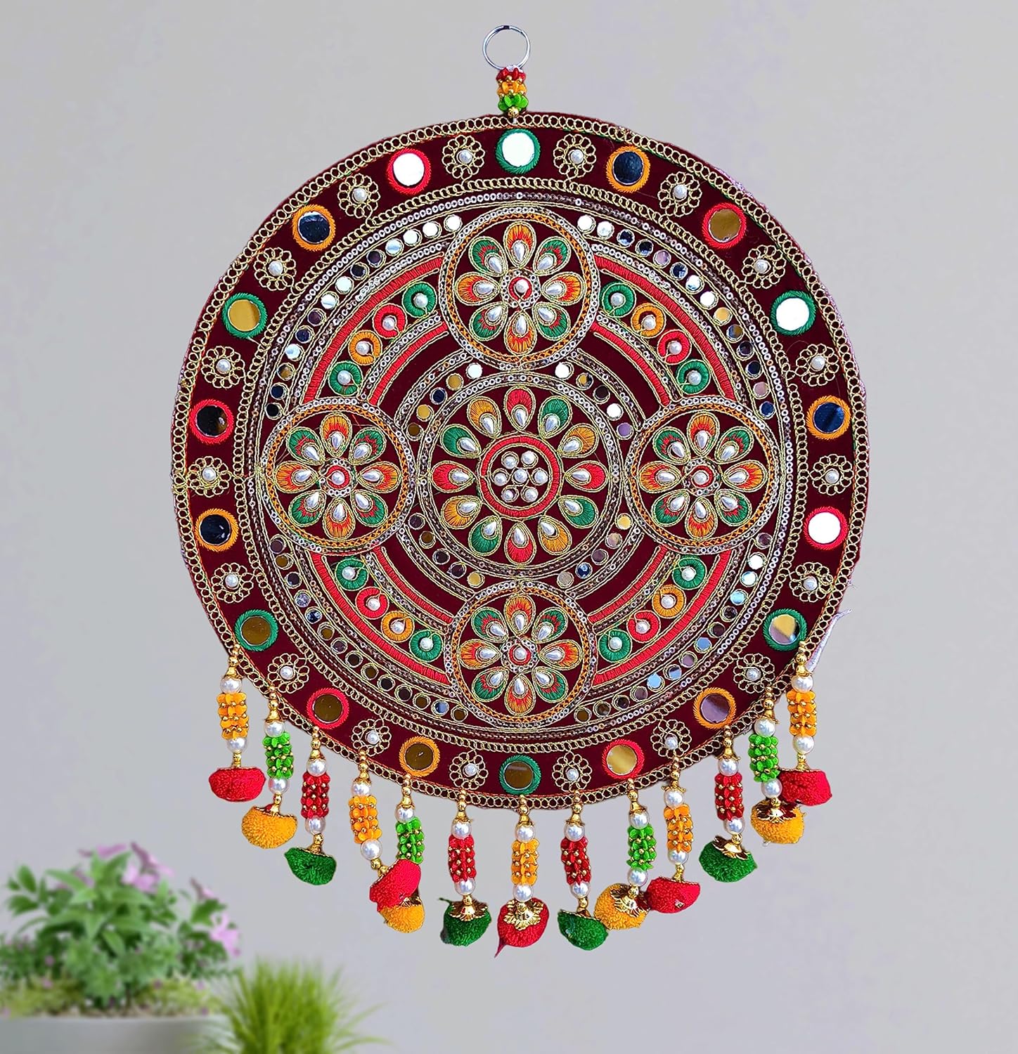 Velvet Floral Wall Hanging Decor – Multicolour (1 Piece)