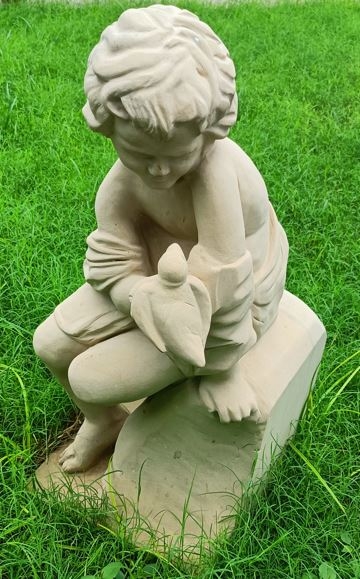 Handmade Baby & Bird Stone Sculpture