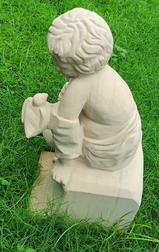 Handmade Baby & Bird Stone Sculpture - Image 2