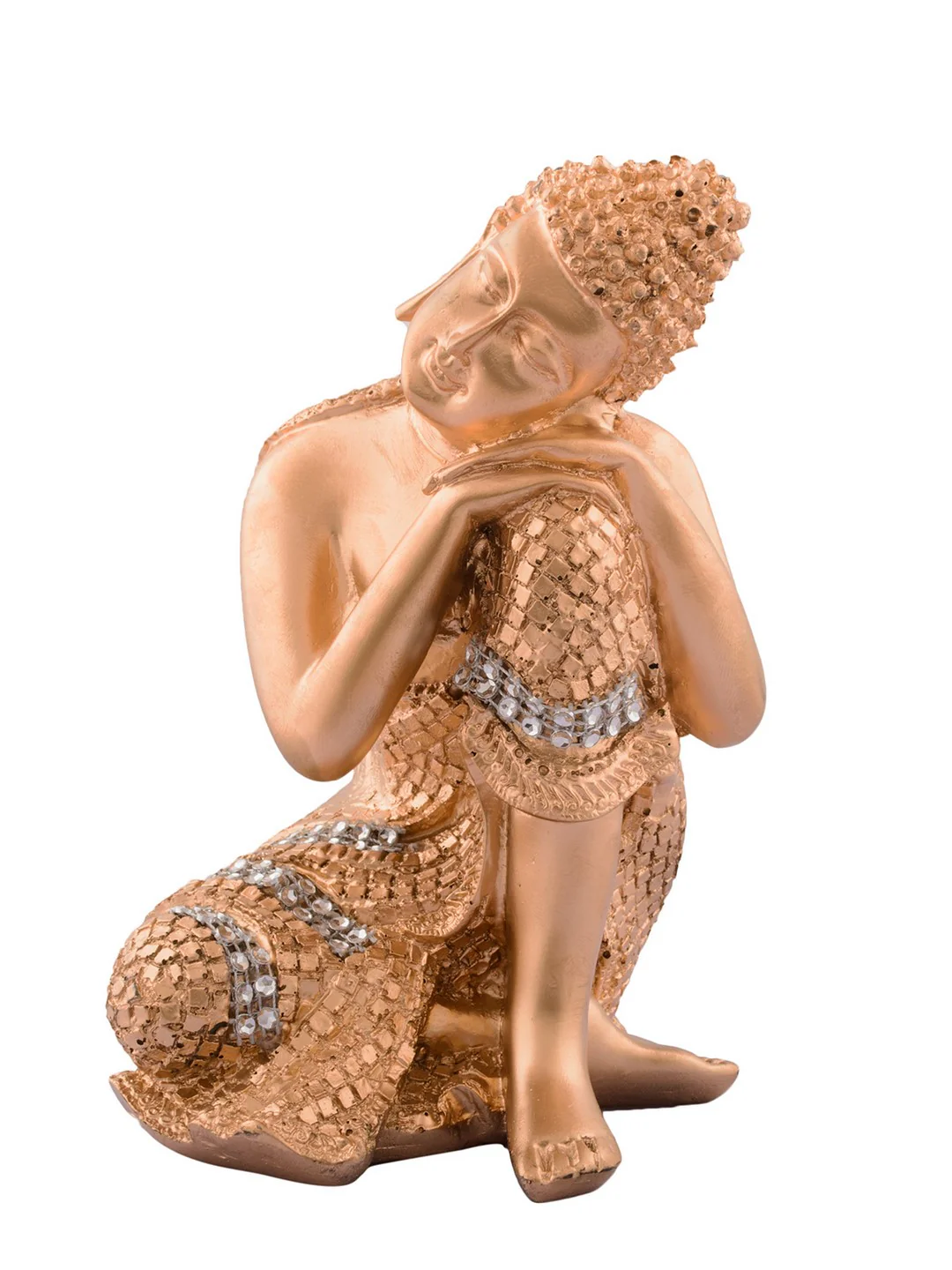 Polyresin Golden Resting Buddha on Knee Statue - Image 3